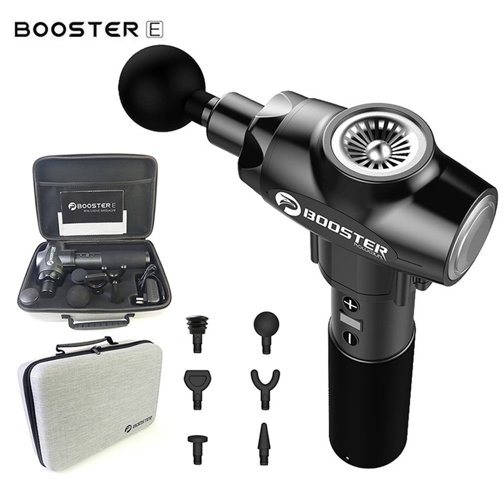 Máy (súng) massage cầm tay 9 tốc độ trị đau nhức giãn cơ Fascial Gun BOOSTER E - 135W, 6 đầu - BẢO HÀNH 12 THÁNG