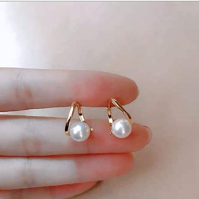 Khuyên tai bạc Van Jewelry V10729 Khuyên quẩy treo ngọc trắng xinh