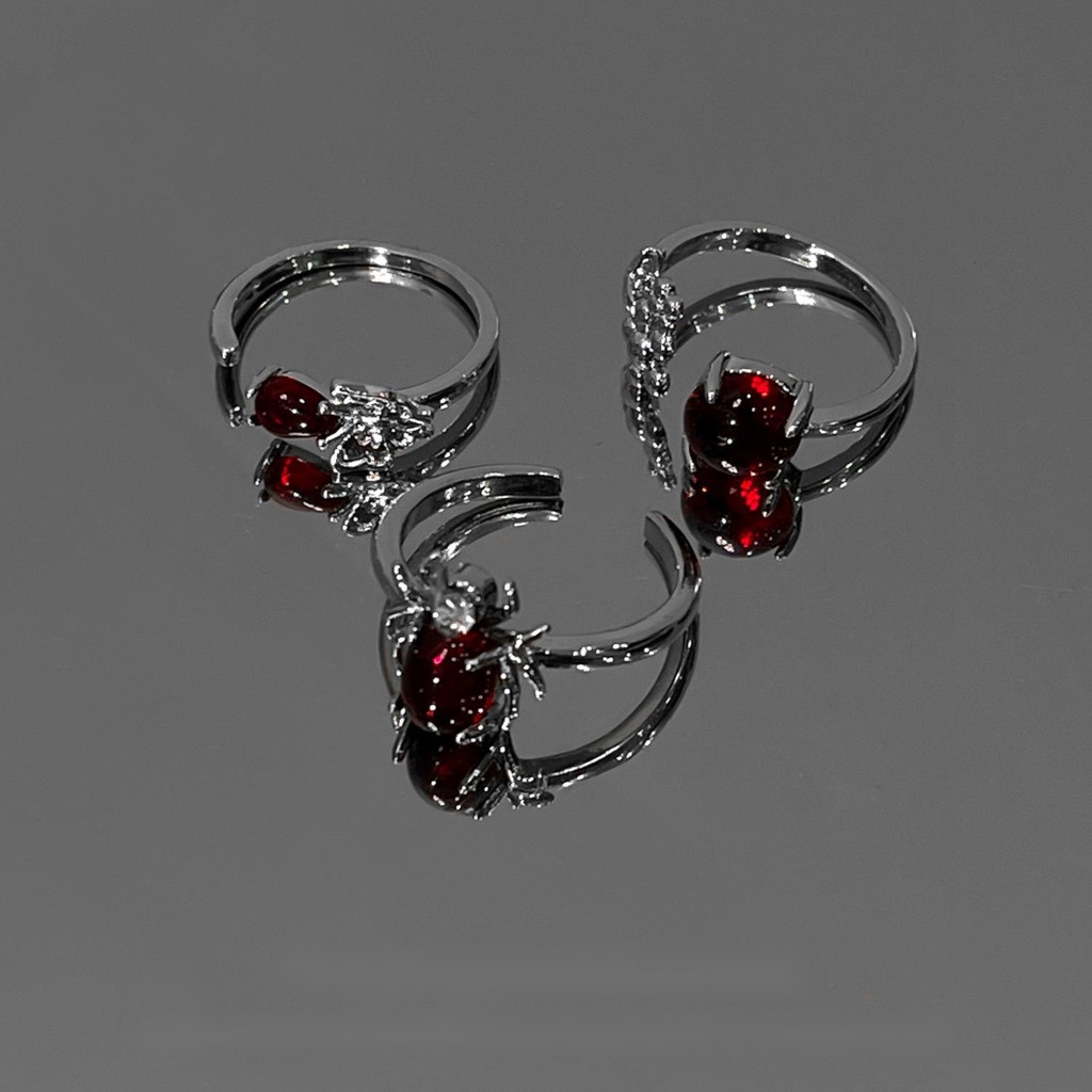 Nhẫn Đính Đá Ruby Phong Cách Hàn Quốc Cá Tính