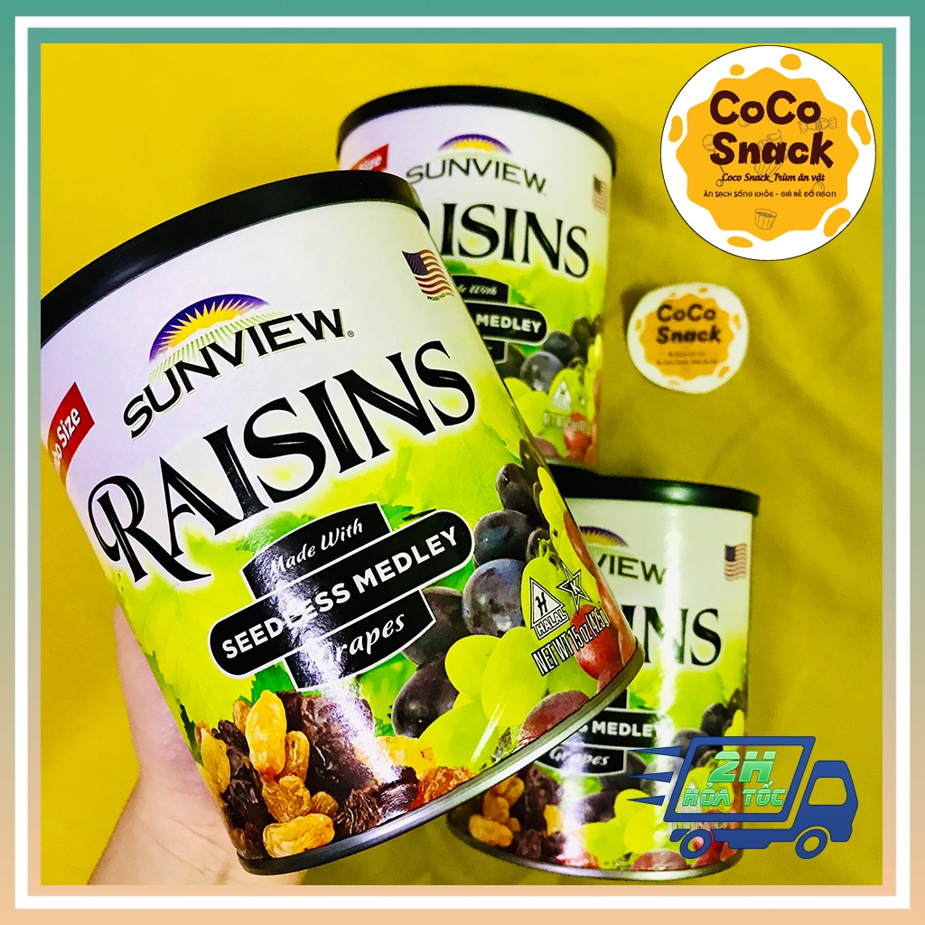 Nho Khô Mỹ Raisin Sunview không hạt vị thập cẩm. Nho khô mỹ mix 4 loại 425g