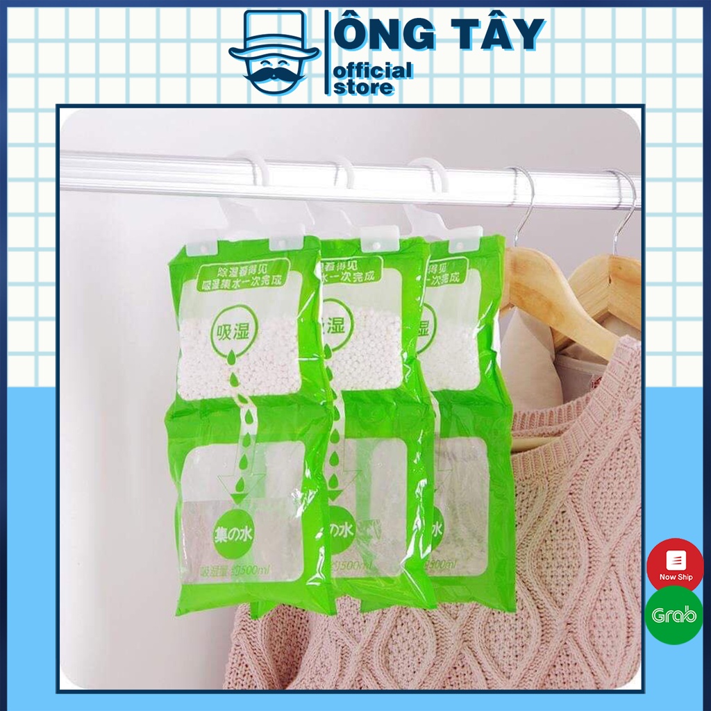 Túi hút ẩm - Gói hút ẩm quần áo 2 ngăn chống ẩm chống mốc có móc treo đa năng siêu hút ẩm cực tốt