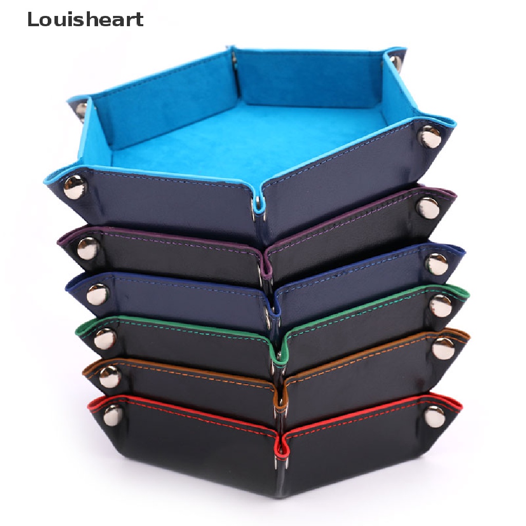 Khay Đựng Xúc Xắc Louisheart Hình Lục Giác Bằng Da PU Gấp Gọn Tiện Dụng