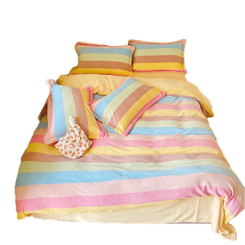 Bộ chăn ga gối cotton Lidaco - Kẻ Ngang Sắc Màu ( SP001361)