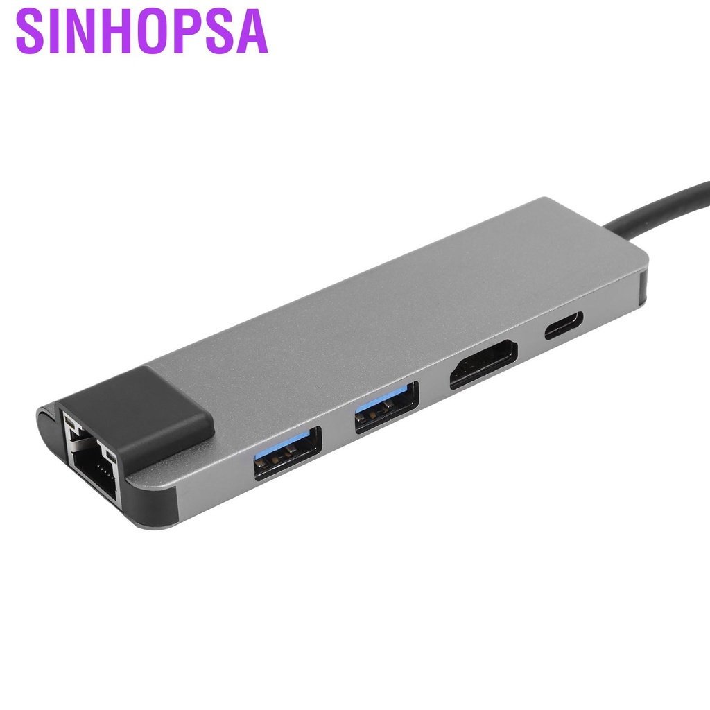 Sinhopsa 5 In 1 USB-C Hub 4K HDMI Type-C to PD RJ45 USB3.0 Adapter for iOS Samsung