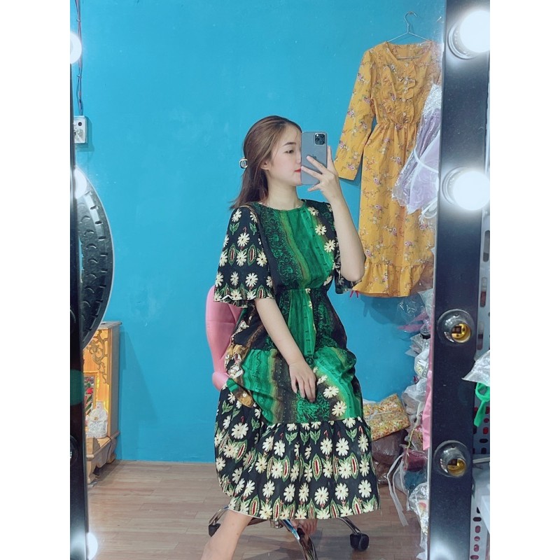 Đầm thổ Cẩm bo chun dáng dài ( hình thật) | BigBuy360 - bigbuy360.vn