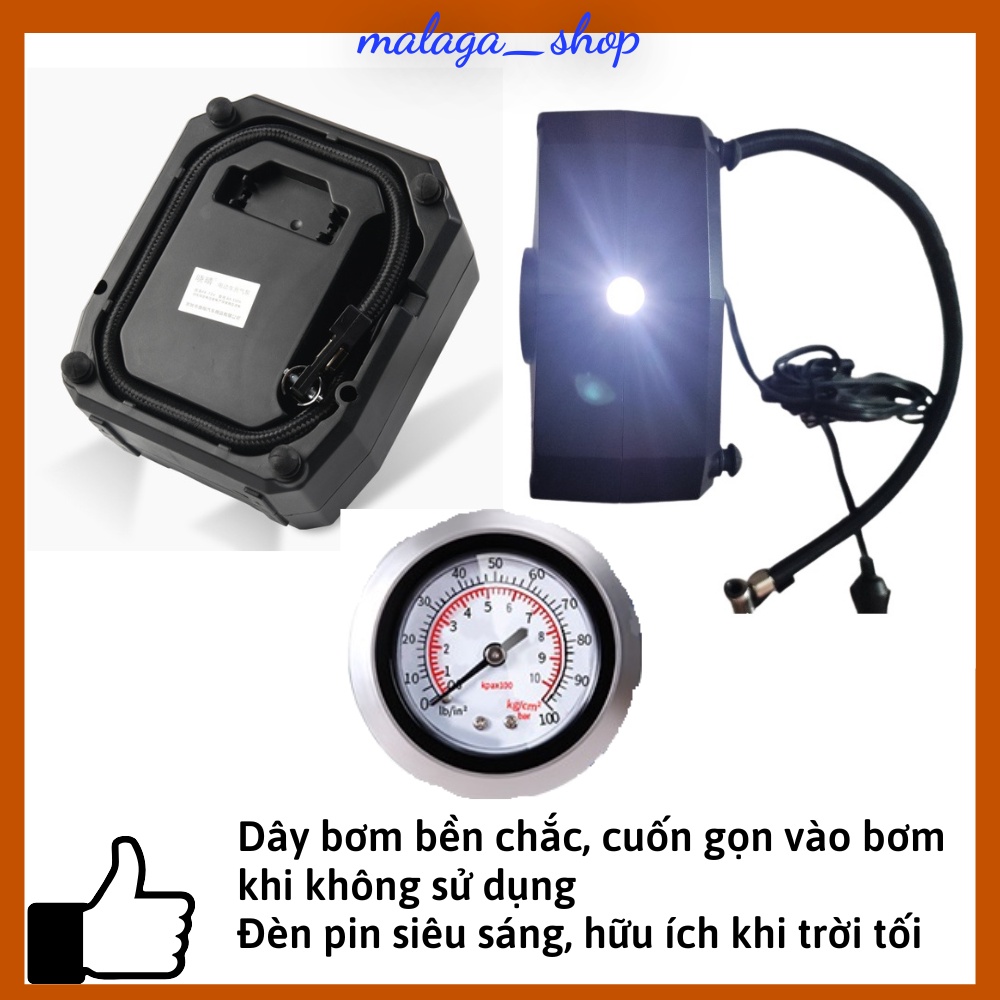 Bơm lốp ô tô xe hơi dùng điện 12V cho xe 5 đến 7 chỗ
