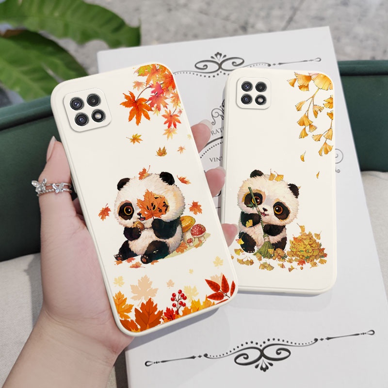 Ốp Điện Thoại Mềm Họa Tiết Gấu Trúc Sáng Tạo Bảo Vệ Toàn Diện Cho Samsung Galaxy A22 A12 4G 5G A02 A02S