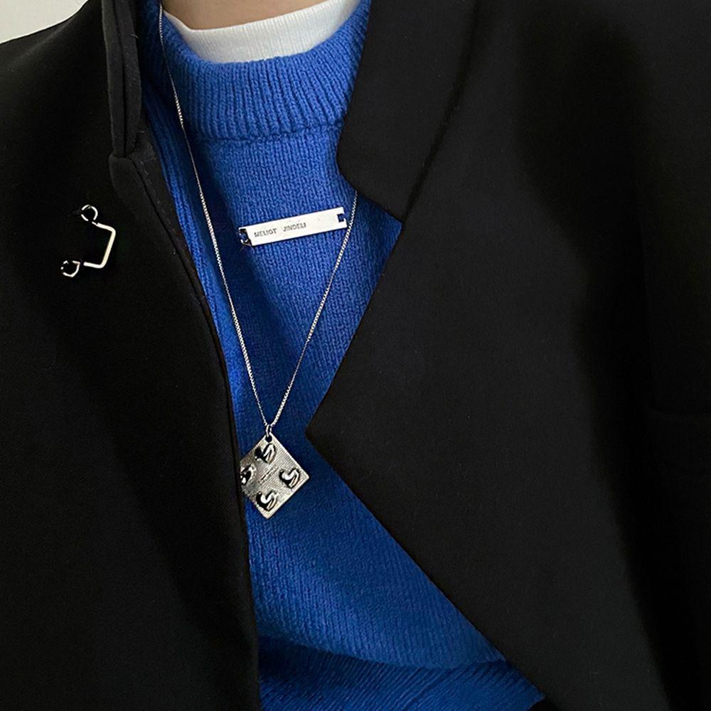 VANES1 Vòng cổ Thép Titan Mặt Chữ Phong Cách Hàn Quốc Cho Cặp Đôi