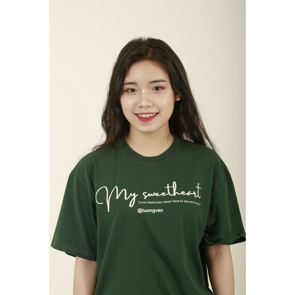 Áo Thun oversize IN TÊN MY SWEETHEART phông unisex vải COTTON giữ form, chống nhăn, áo đôi basic - LILA