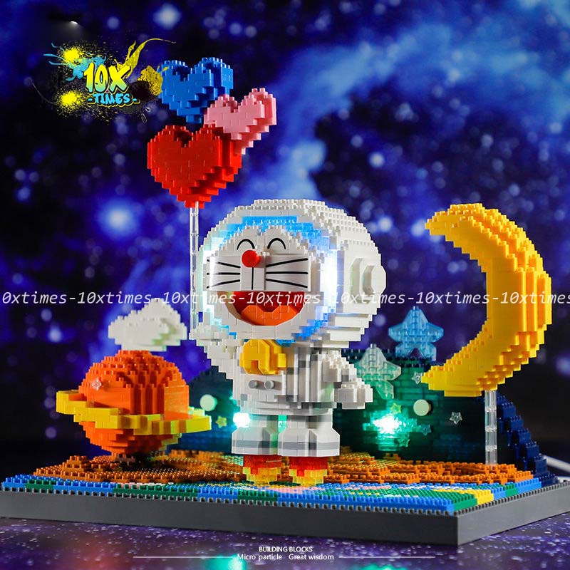 Mô hình lắp ráp doraemon phi hành gia có đèn led decor tặng sinh nhật bạn trai bạn gái 10xtimes