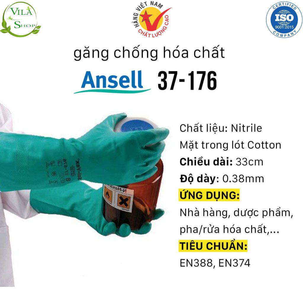 Găng Tay Cao Su Ansell AlphaTec Solvex - Găng Tay Bảo Hộ Lao Động Chống Rách, Thủng, Trầy Xước