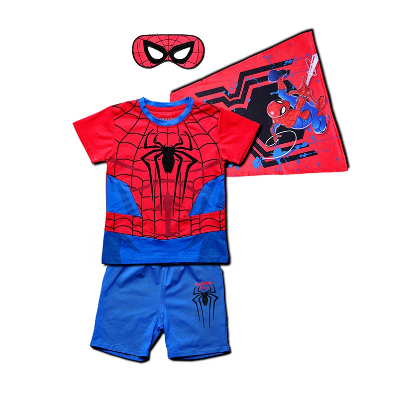 Bộ quần áo siêu nhân nhện bé trai samkid tặng kèm choàng và mặt nạ B120