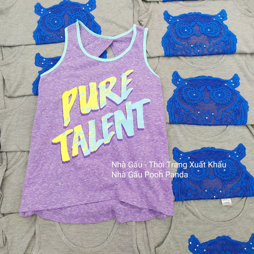 BÉ GÁI - Áo tanktop bé gái màu tím chữ PURE TALENT 03190422