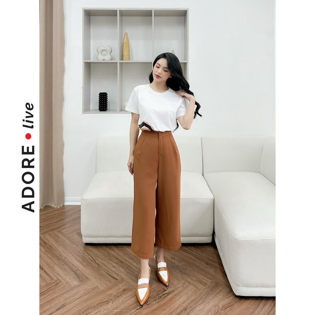 Quần Culottes casual style tuytsy đen và nâu lửng 323TR2009 ADORE DRESS