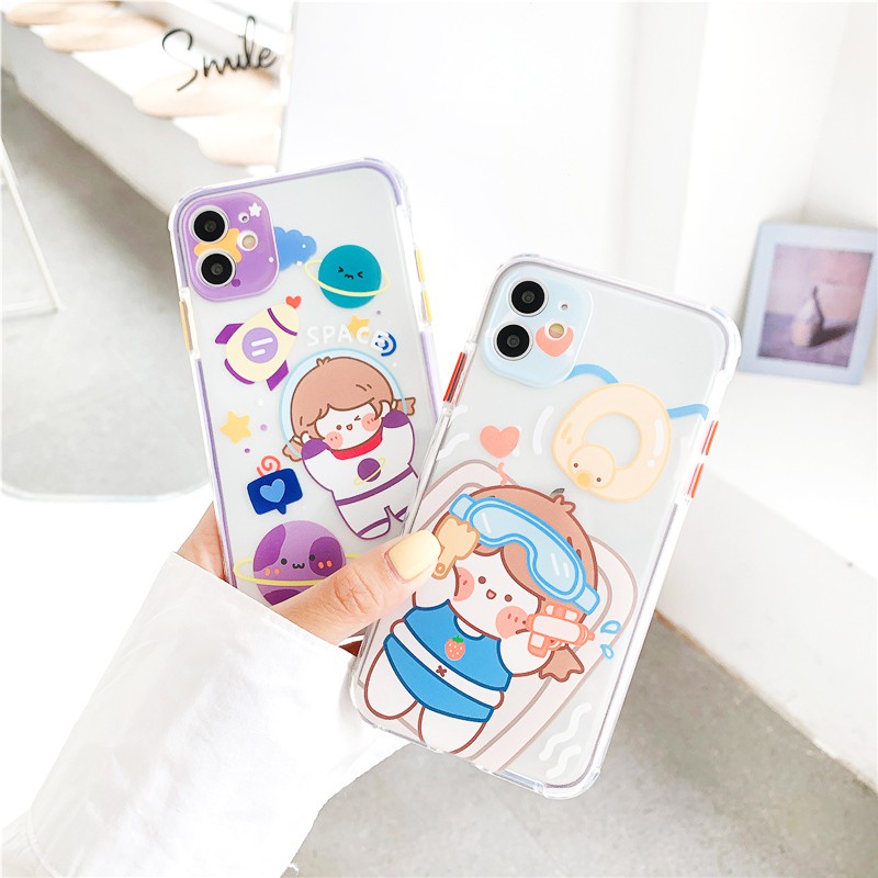 Ốp lưng iphone Roro Cute viền màu chống trượt 5/5s/6/6plus/6s/6splus/7/7plus/8/8plus/x/xr/xs/11/12/pro/max/plus/promax