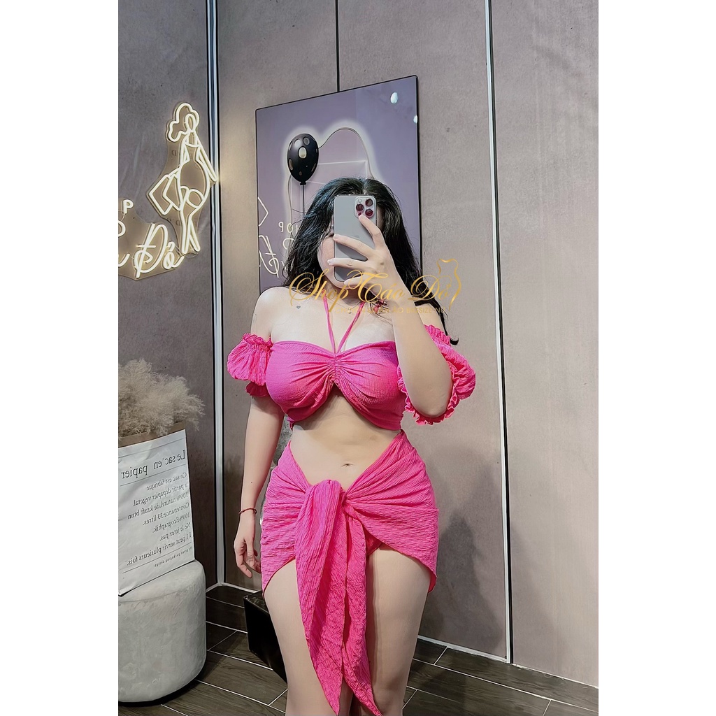 Set 3 món Bikini 2 mảnh nhún nhăn KHÔNG MÚT sang chảnh BK2  🍎🍎🍎