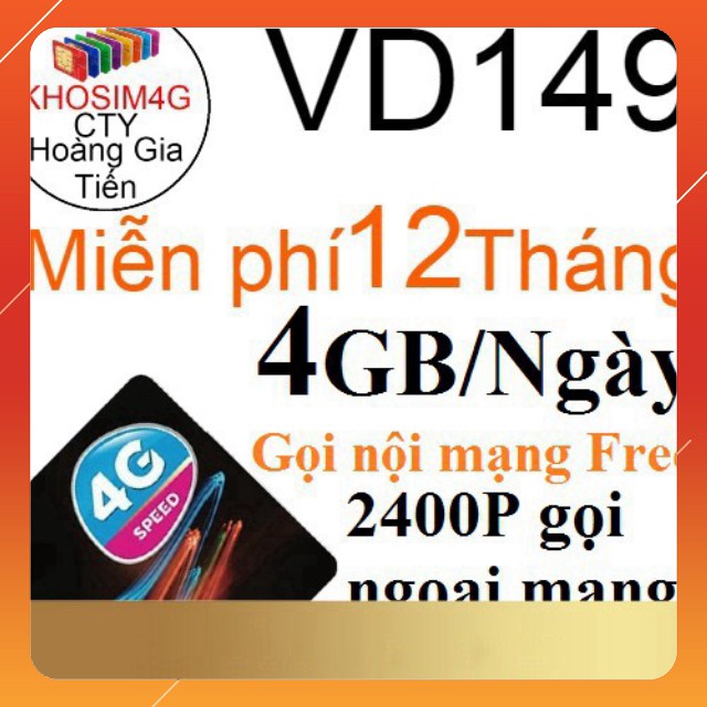 SIM 4G VINA VD149 TẶNG 4GB/NGÀY VD89 ĐỈNH 60G KM 2GB/NGÀY GỌI MIỄN PHÍ SUỐT 1 NĂM K NẠP TI