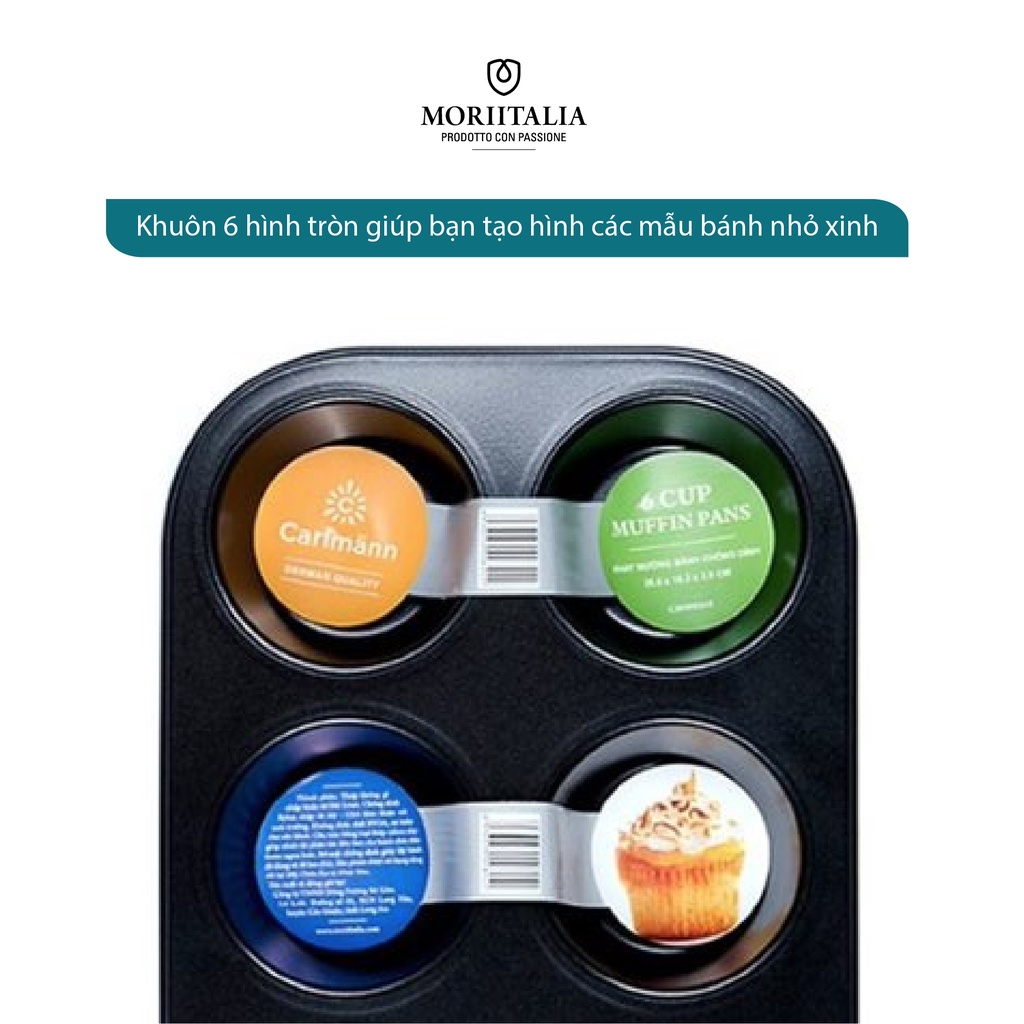 Khay nướng bánh Carlmann 6 cup siêu bền Moriitalia CM008242