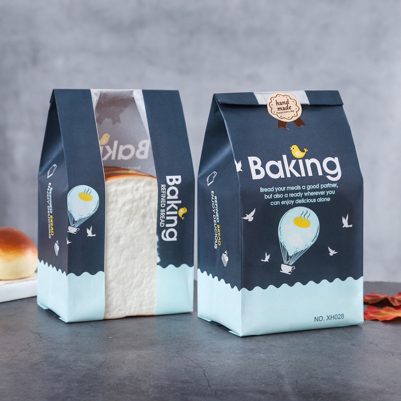 Set 50 túi đựng bánh mì Baking xanh dương dọc và ngang - Bếp bánh Thyna