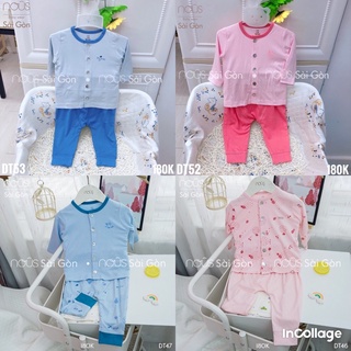 (Mẫu Mới) Bộ Nous petit dài tay cài thẳng cho bé