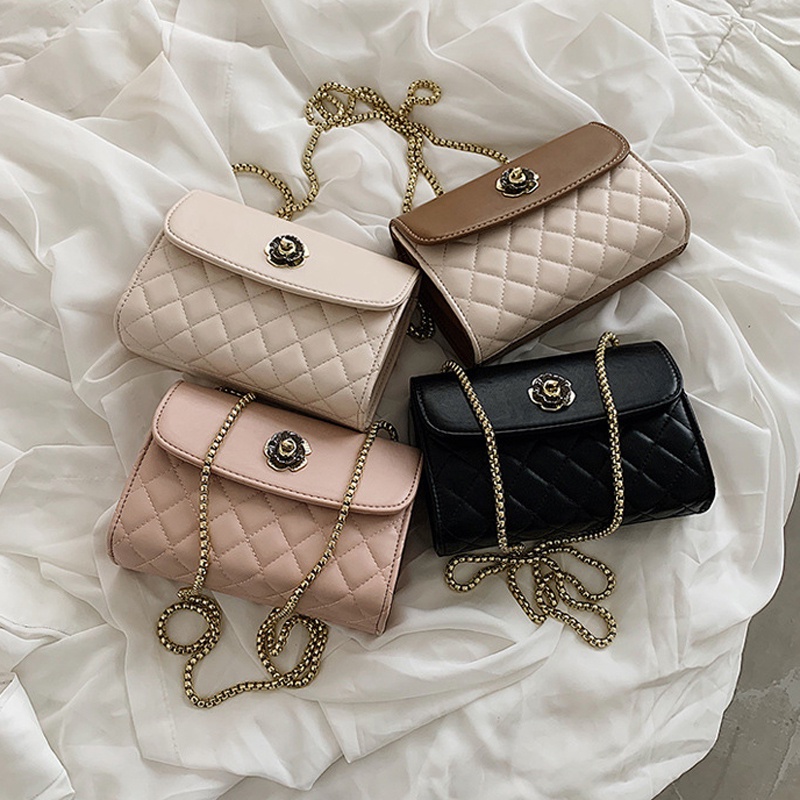 Túi Đeo Vai Bằng Da Mềm Phối Dây Xích Thời Trang Hàn Quốc Cho Nữ