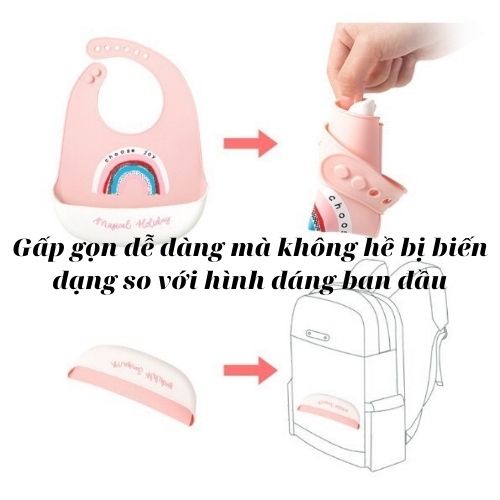 Yếm ăn dặm silicon cho bé, yếm có máng Cao Cấp siêu mềm nhẹ không bám bẩn in nhiều hình thú dễ thương