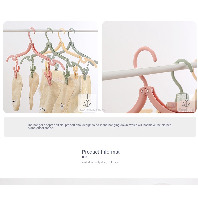 Móc Treo Quần Áo Bằng Nhựa Có Thể Gấp Gọn Chống Trượt Màu Sắc Đơn Giản Tiện Dụng