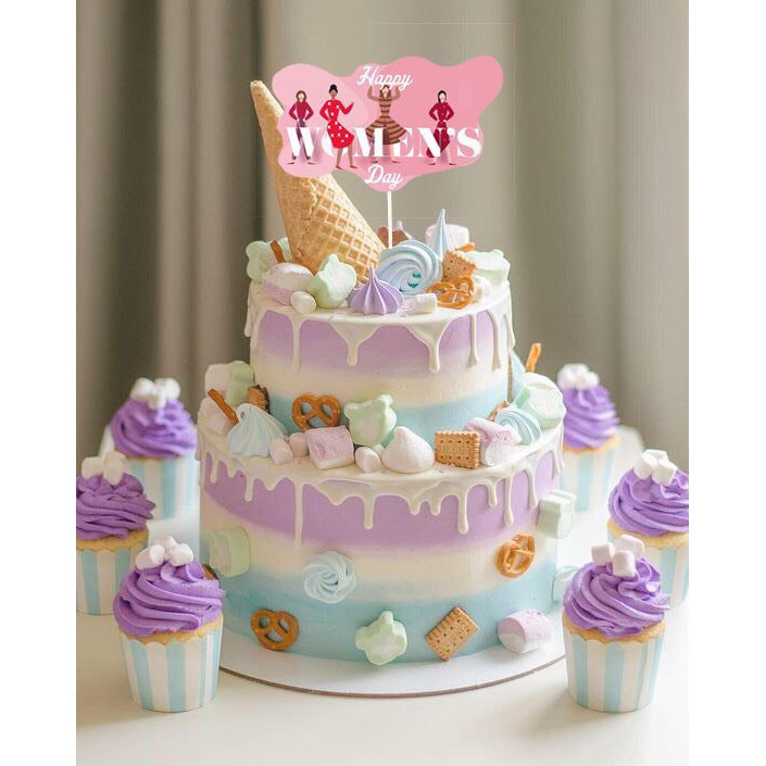 Trang Trí Bánh Sinh Nhật, Thẻ 8/3 ( 1 sét 10 cái )