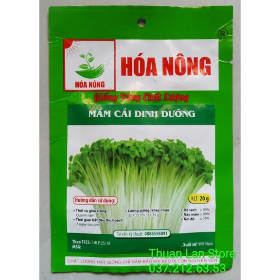 Gói 20g Hạt Giống Cải Mầm Dinh Dưỡng