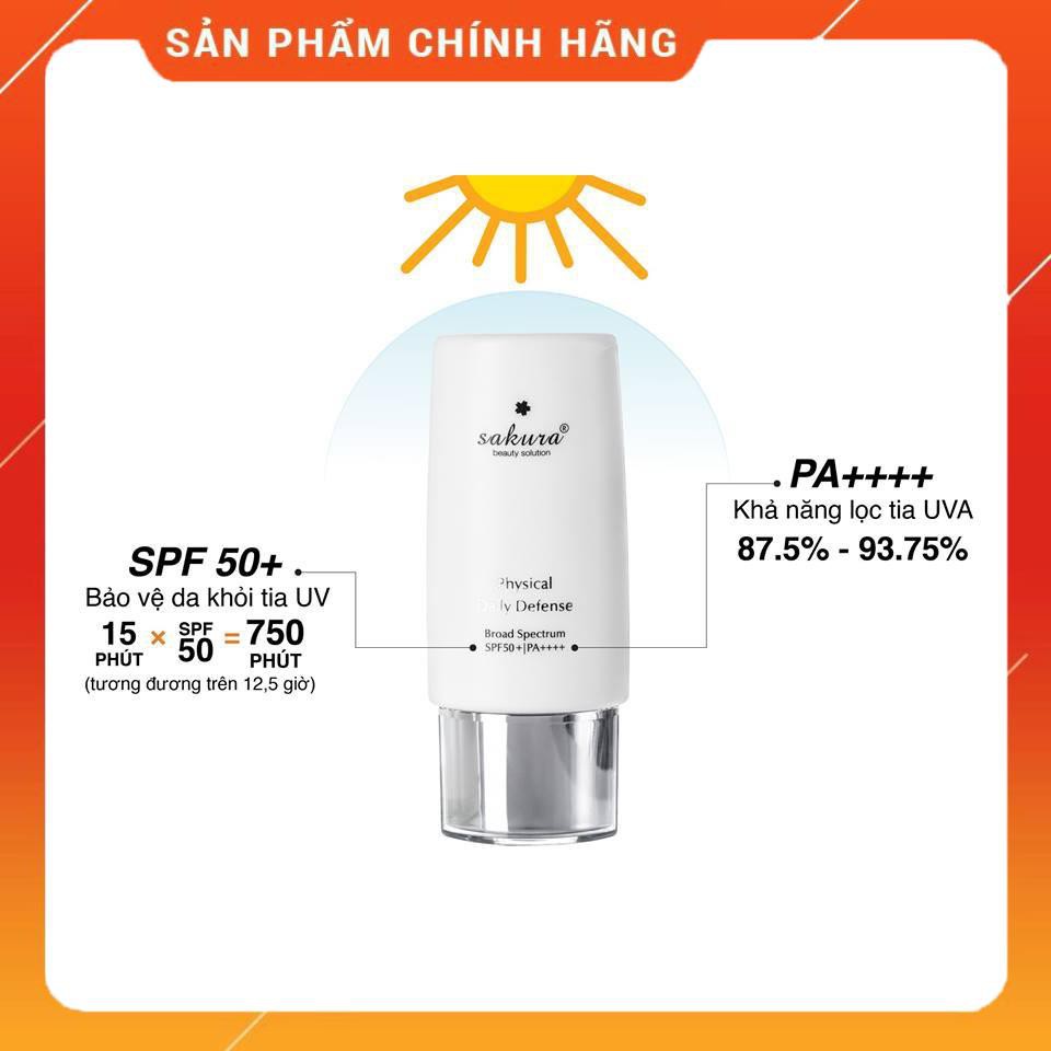 Kem Chống Nắng Sakura Physical Daily Defense SPF 50+ PA ++++ 60g