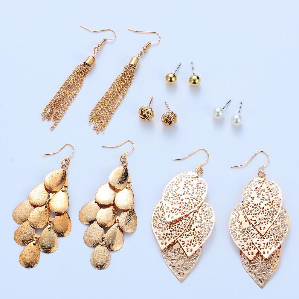 Set 1 / 6 Đôi Bông Tai Xỏ Hạt Ngọc Trai Phong Cách Cổ Điển Thời