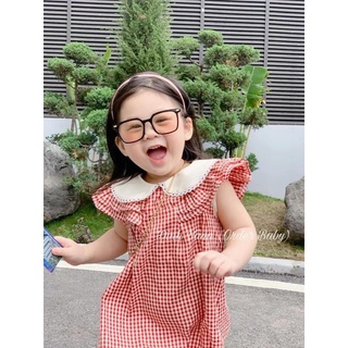 Váy kẻ caro đỏ bé gái