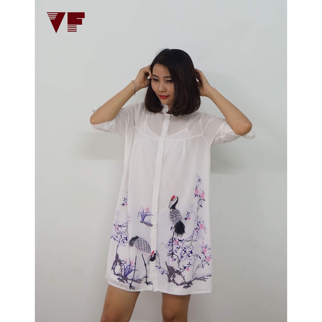 FREESHIP ĐƠN 99K_Đầm xuông cổ trụ in hạc cao cấp | BigBuy360 - bigbuy360.vn