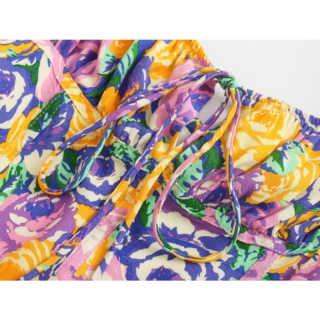 Zara Morocco full tag - Đầm Zara họa tiết hoa rose nhiều màu DH10OGG46N8