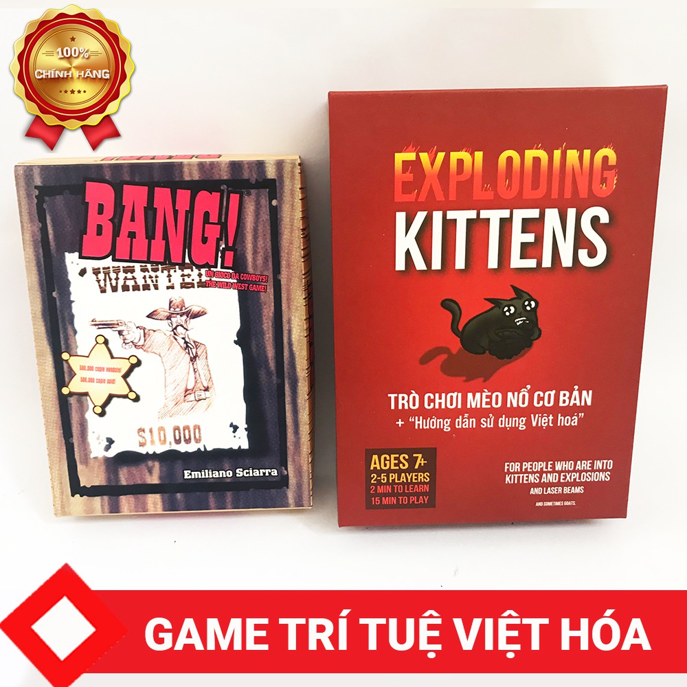 Bộ đồ chơi thẻ bài nhập vai nhân vật Bang Việt hóa + Game vui nhộn Mèo nổ Exploding Kittens cơ bản