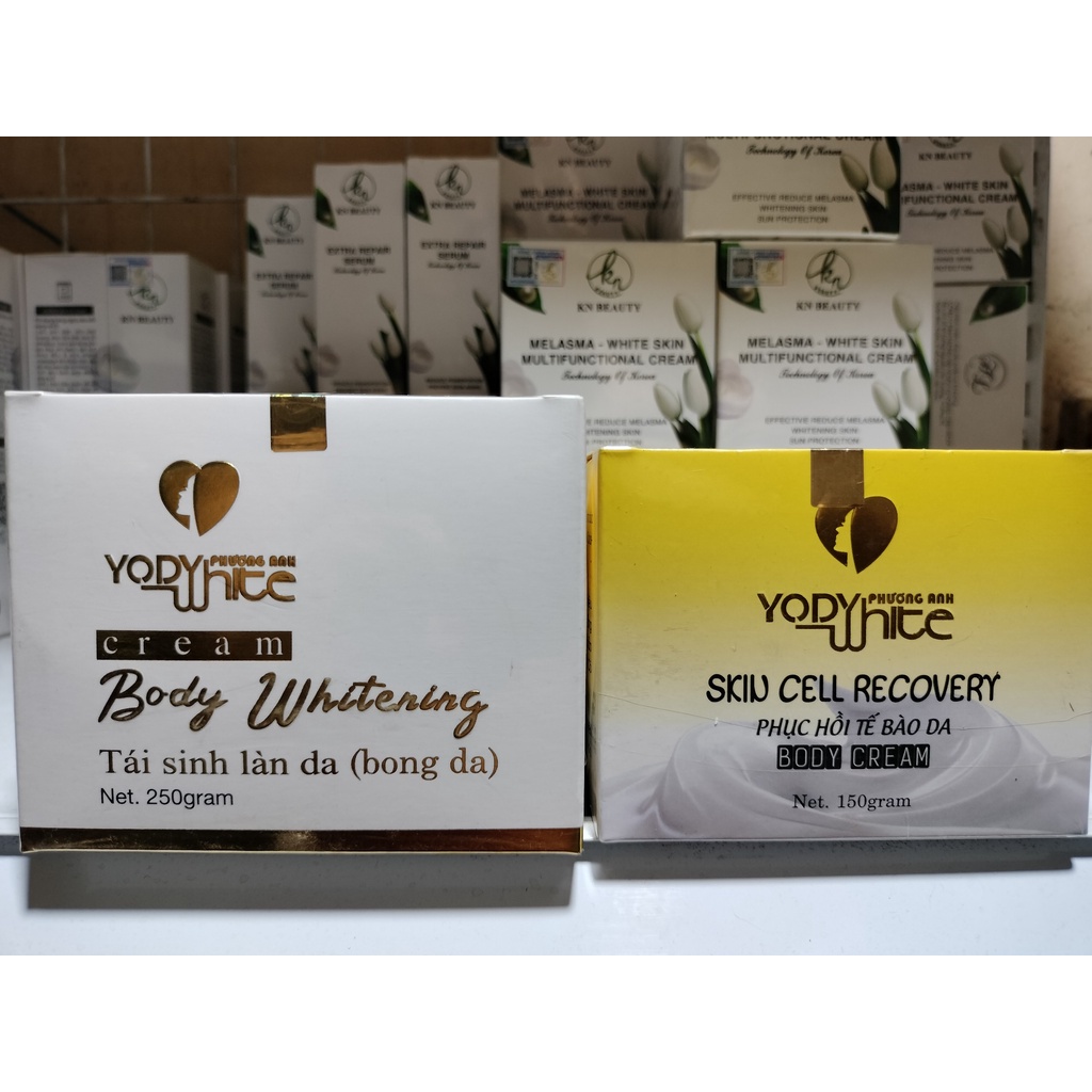 Bộ kem Body bong da và Body Phục hồi YODY WHITE Phương Anh 150gr - Kem body dưỡng thể cải thiện tông da