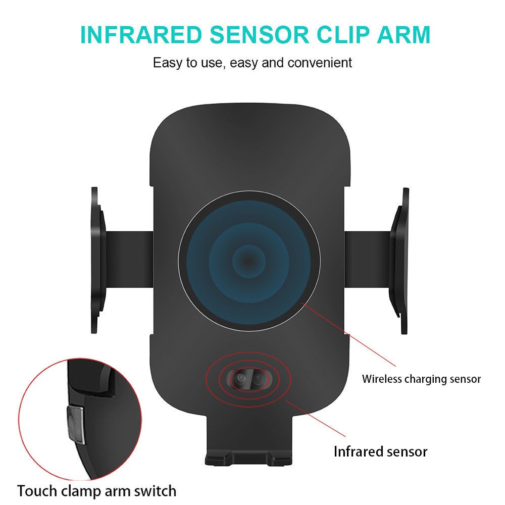 【Ready Stock】 Automatic Infrared Sensor Car Fast QI Wireless Charger For Apple iPhone XS Max XR X 8 Plus Samsung Galaxy Note 9 S9 S8 【tonglian】