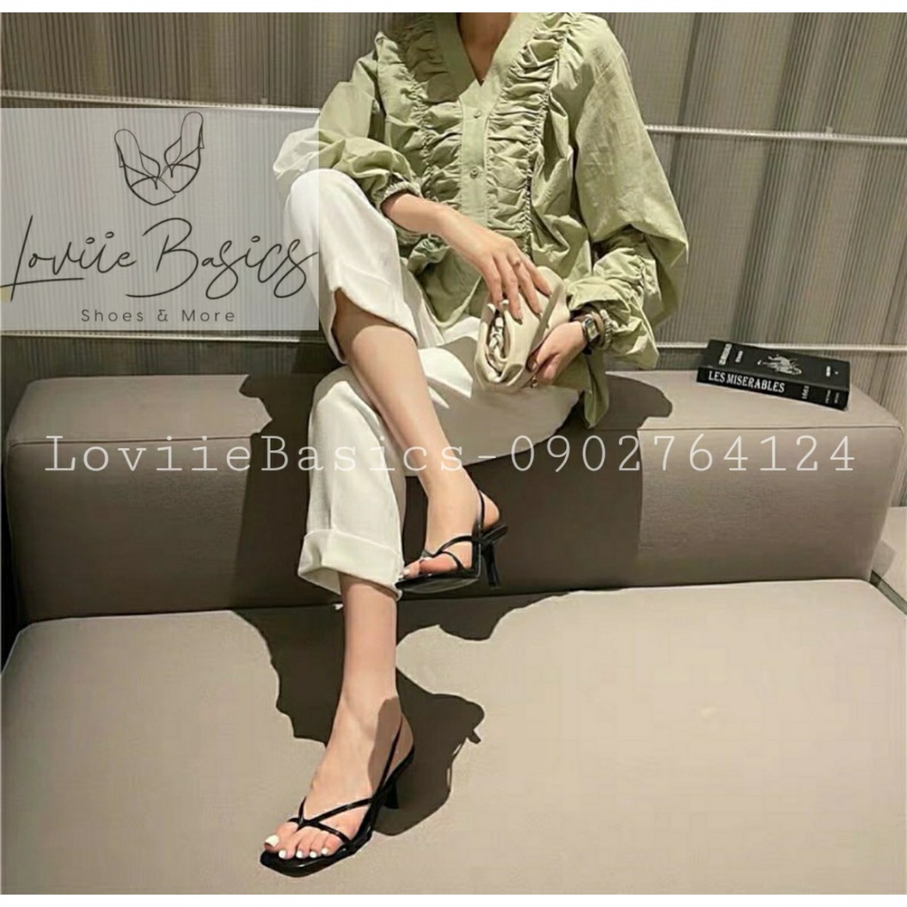 SANDAL CAO GÓT NỮ LOVIIE BASICS - SANDAL QUAI MẢNH ĐẾ VUÔNG 5CM - GIÀY CAO GÓT 5 PHÂN THỜI TRANG G200957