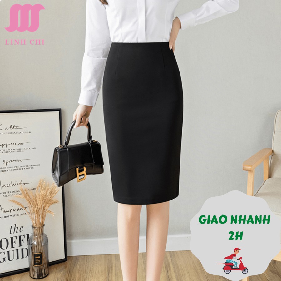 Chân váy công sở ôm xẻ sau thiết kế cơ bản vải tuyết mưa loại 1 màu đen có túi 2 bên CVOD009 | BigBuy360 - bigbuy360.vn
