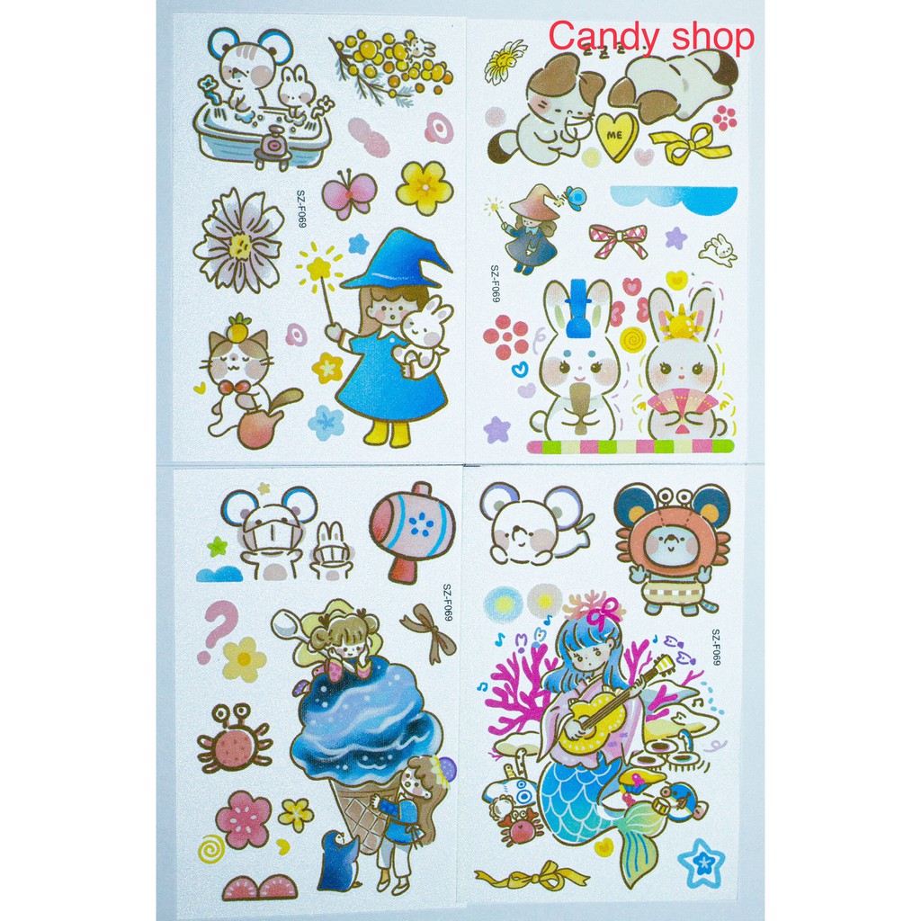 Sticker lẻ tấm ánh nhũ mẫu HCN mới