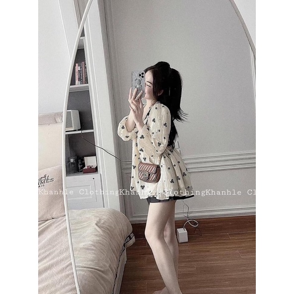 Set Áo Xốp Hoa Nhí Babydoll + Quần Short Xinh Xắn (Hình Thật) Hàng Loại 1 - Áo Kiểu Hoa Phối Viền Hàng QC