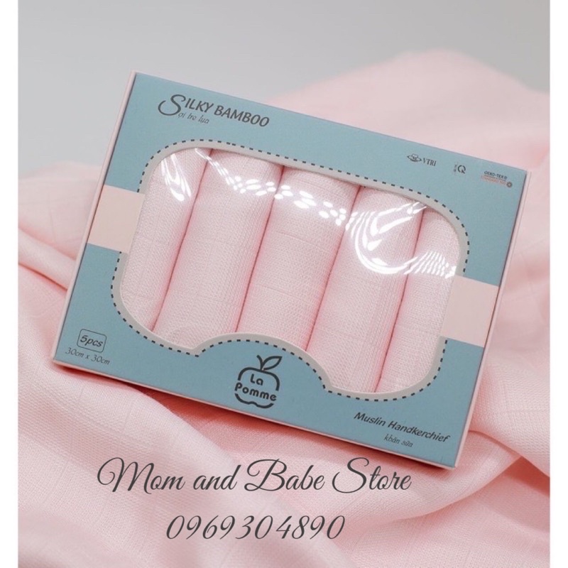 (Có sẵn) Set 5 khăn sữa sợi tre lụa La Pomme (30x30)