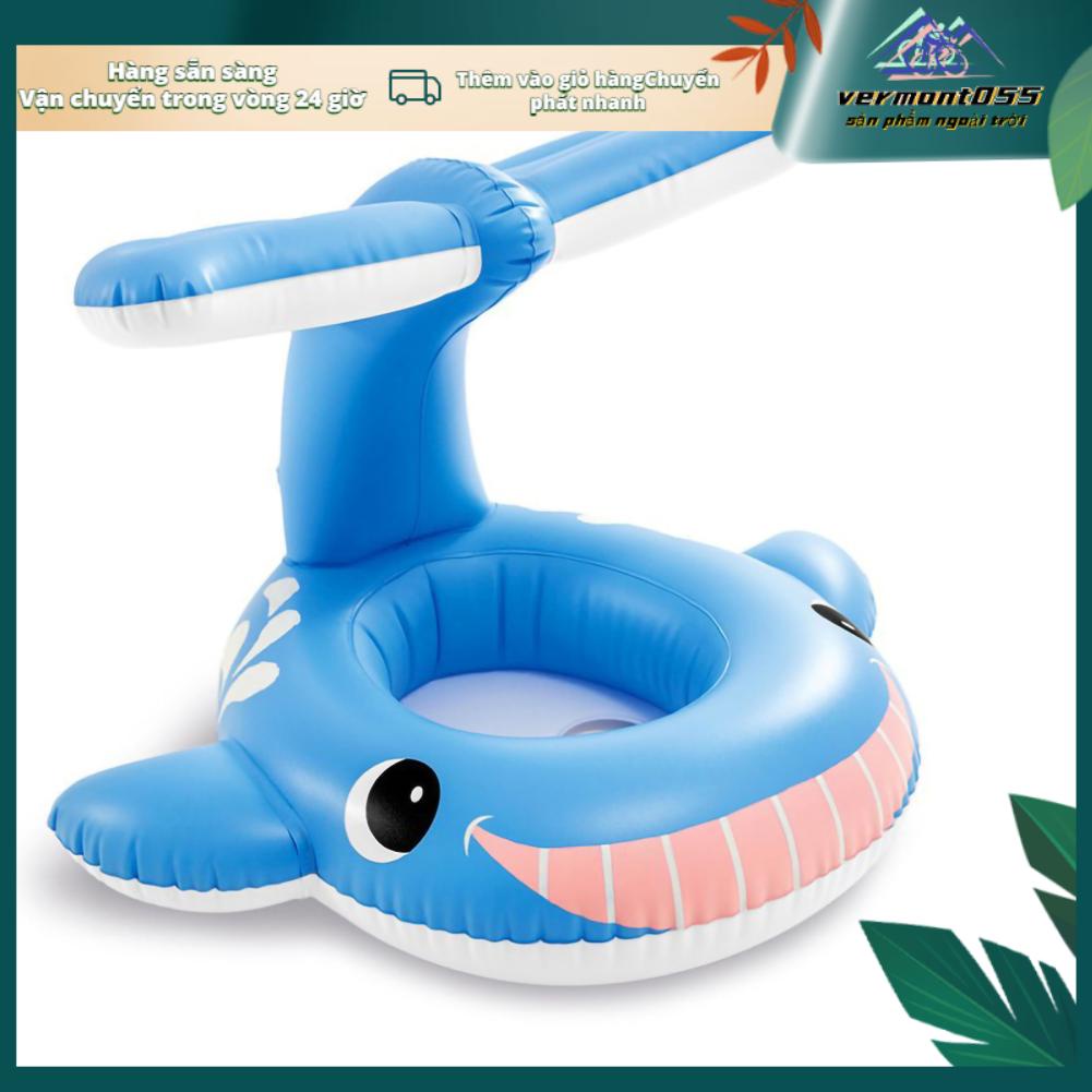Vermont055 Vòng ghế bơi bơm hơi cho trẻ em đệm chống nghiêng Cá voi xanh nổi