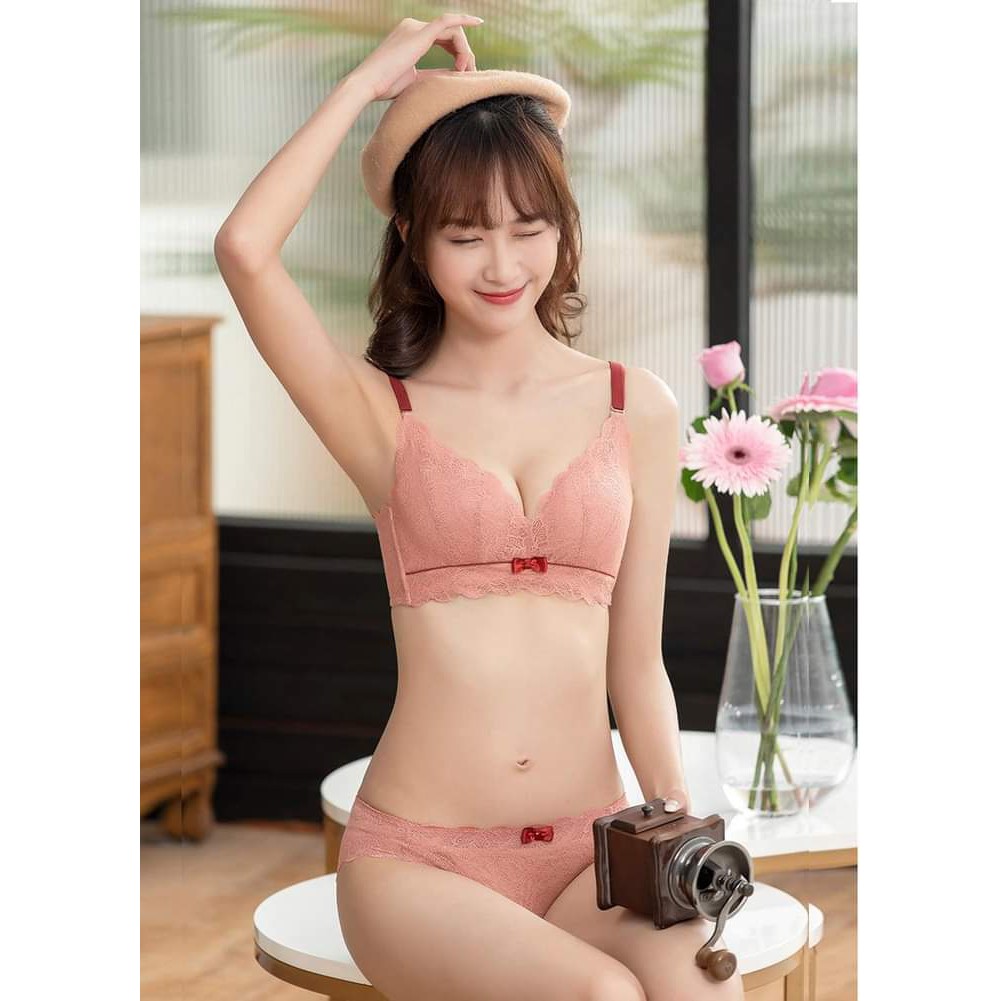 Set nội y ren cao cấp Hoàng Underwear, bộ đồ lót mút mỏng ren nơ không gọng - 133 | BigBuy360 - bigbuy360.vn