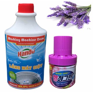 Bộ 1 Nước Tẩy Chuyên Dụng Vệ Sinh Lồng Máy Giặt Hando Va 1 Chai Sáp Thả Bồn Cầu Khử Mùi Diệt Khuẩn TI684