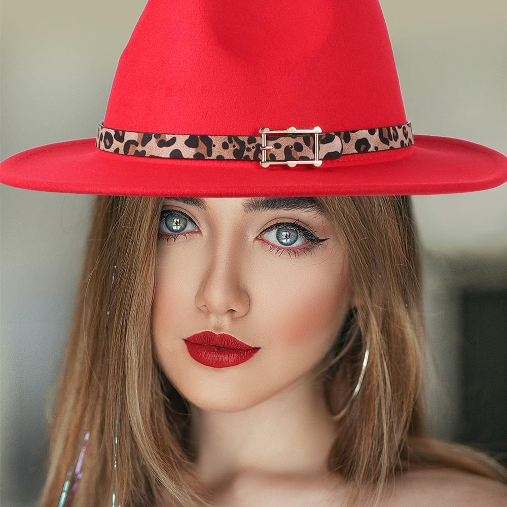 CACTU Mũ Rộng Vành Họa Tiết Da Báo Cá Tính Cho Nữ