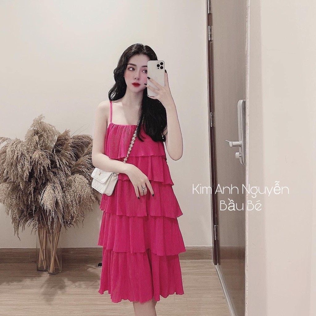 Váy Hồng Sen Dập Ly 5 Tầng | BigBuy360 - bigbuy360.vn