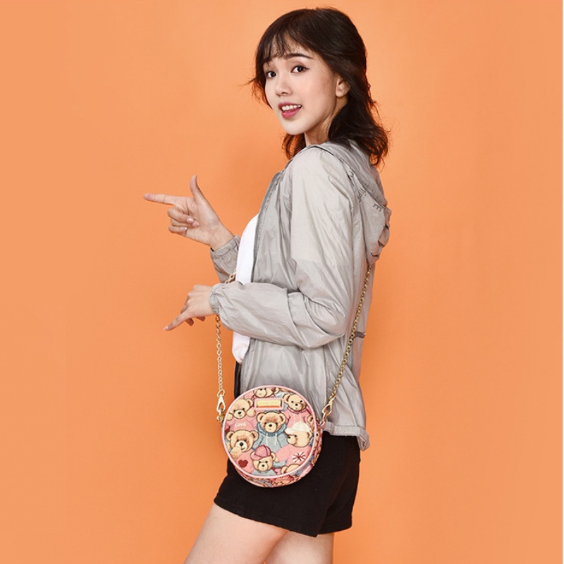 Túi đeo chéo Seagloca chất liệu canvas hình tròn thời trang dành cho nữ