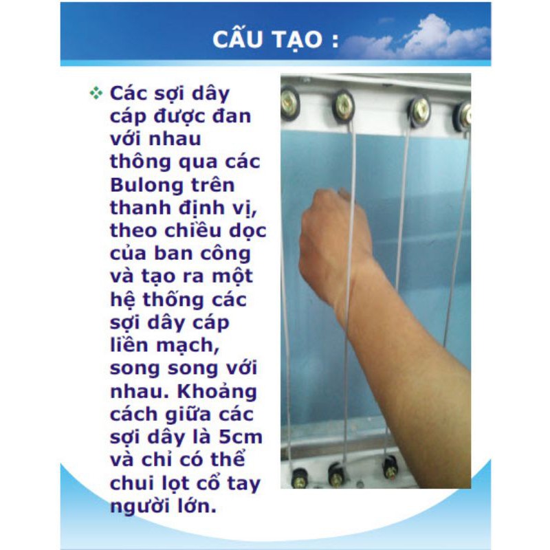 Cáp lưới an toàn 3mm 2,5mm lõi inox bọc nhựa siêu bền