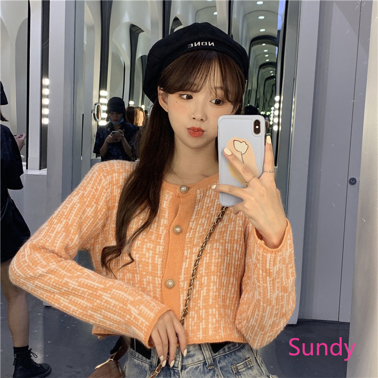 Áo Khoác Len Cardigan Tay Dài Dáng Rộng Phong Cách Hàn Quốc Cho Nữ